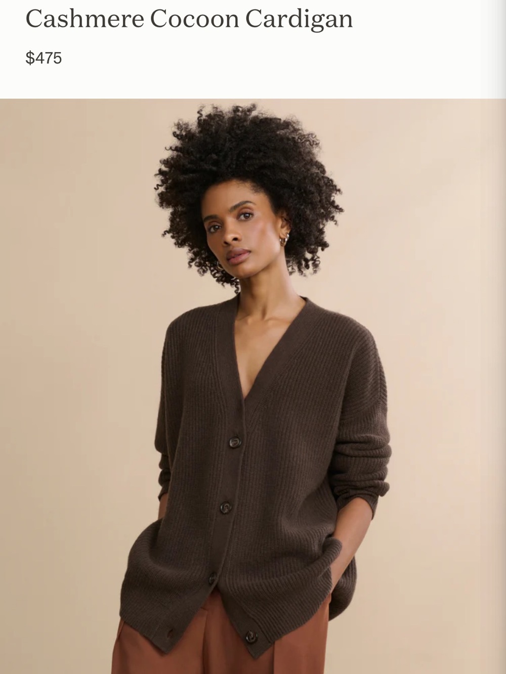 Jenni Kayne Cashmere Cocoon Cardigan - Brown - XS